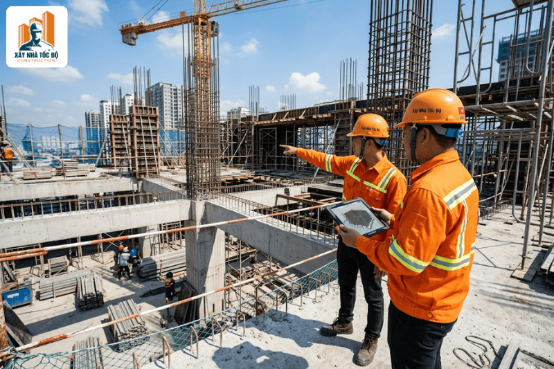 Quy trình xây căn hộ dịch vụ trọn gói chuyên nghiệp, giám sát 24/7.