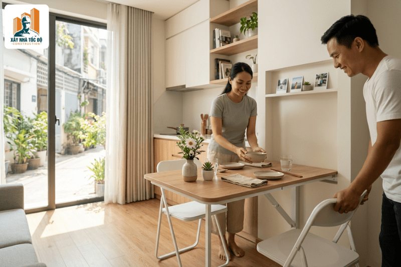 Thiết kế nội thất thông minh trong gói xây căn hộ dịch vụ trọn gói giúp tăng tỷ lệ lấp đầy.