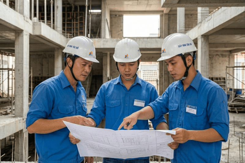 Một nhà thầu xây căn hộ dịch vụ uy tín có đội ngũ kỹ sư nội bộ, không bán thầu.