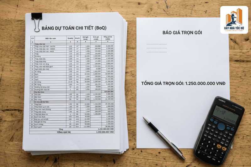 So sánh báo giá chi tiết từ nhà thầu xây căn hộ dịch vụ chuyên nghiệp và báo giá sơ sài.