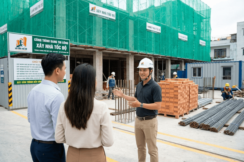 Tham quan công trình đang thi công của nhà thầu xây căn hộ dịch vụ để đánh giá năng lực thực tế.