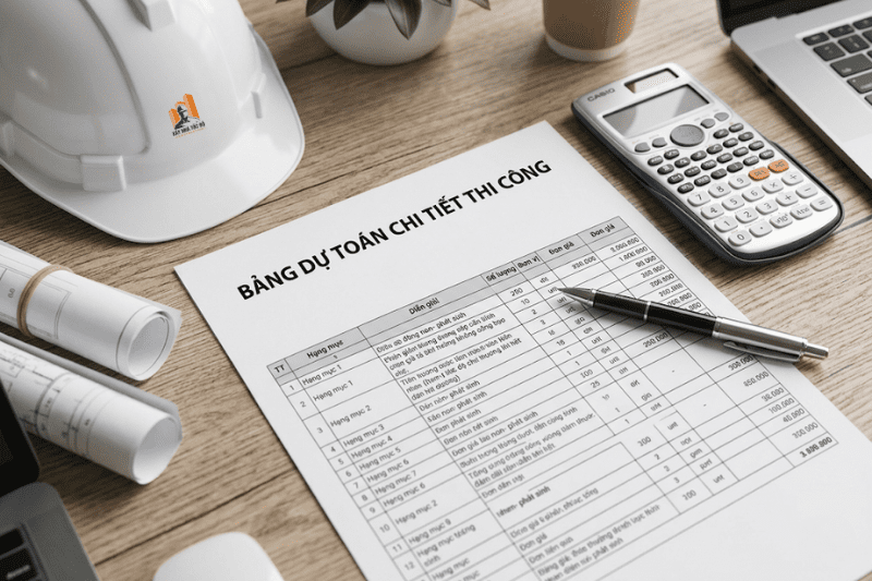 Bảng dự toán chi phí chi tiết giúp kiểm soát ngân sách khi tối ưu không gian CHDV.