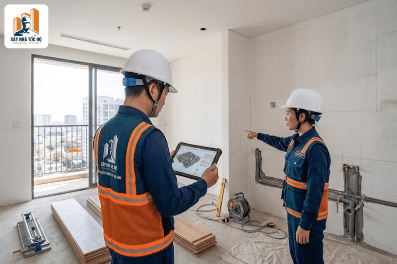 Nhà thầu thi công căn hộ dịch vụ uy tín luôn có đội ngũ giám sát chuyên nghiệp.