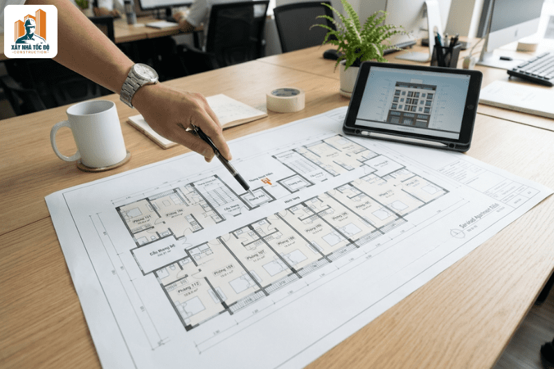 Mặt bằng bố trí phòng tối ưu khi quyết định xây mới thay vì cải tạo nhà nát.