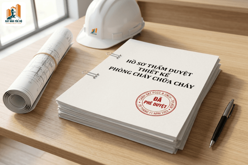 Hồ sơ pháp lý và PCCC được phê duyệt cho dự án xây căn hộ dịch vụ.