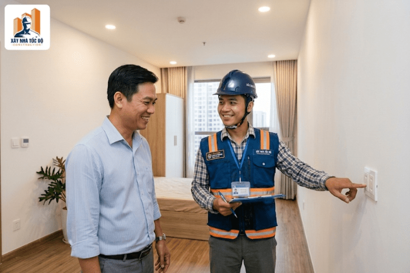 Nghiệm thu cùng công ty xây căn hộ dịch vụ chuyên nghiệp để đảm bảo chất lượng từng hạng mục.