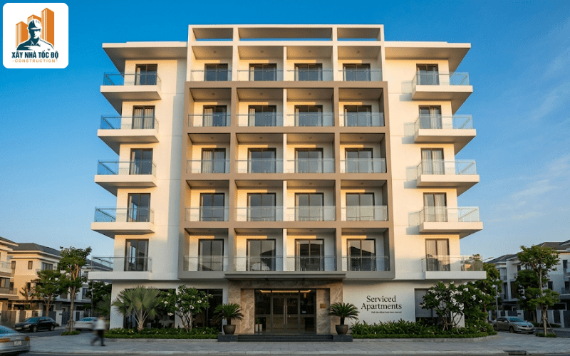 Tòa nhà căn hộ dịch vụ hiện đại, nền tảng cho việc kinh doanh căn hộ dịch vụ thành công.