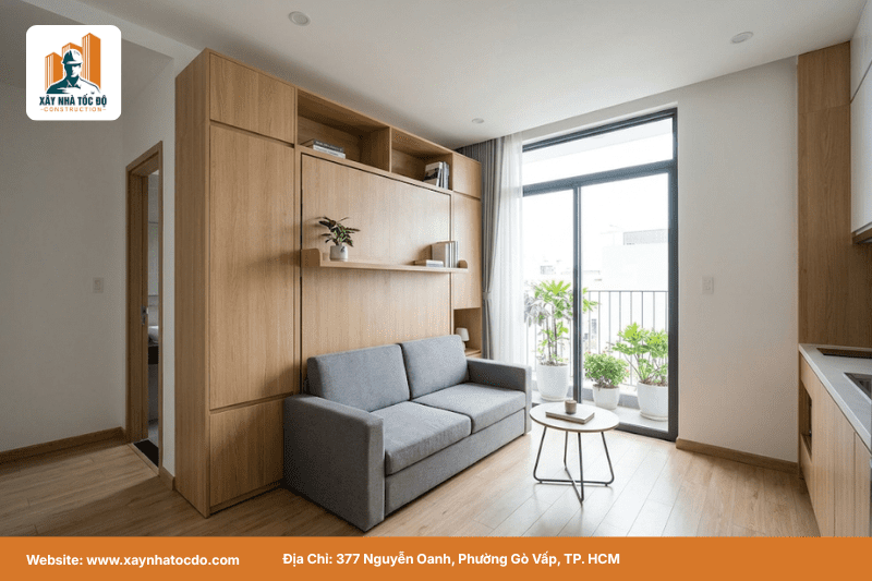 Thiết kế nội thất thông minh cho mô hình căn hộ dịch vụ micro-living giúp tối ưu không gian sống.