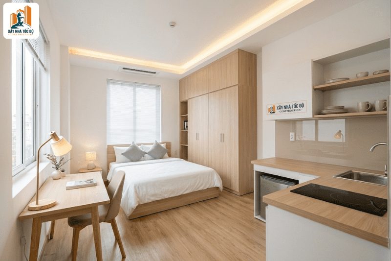 Hoàn thiện nội thất sau quy trình giám sát thi công căn hộ dịch vụ chặt chẽ.