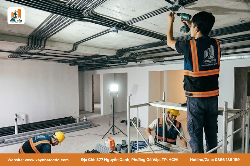 Thi công nhanh gọn phong cách industrial cho thuê, giúp chủ đầu tư sớm có dòng tiền.