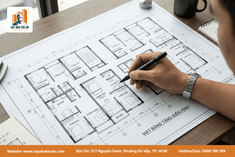 Bản vẽ 3D mặt bằng một tầng điển hình của dự án đầu tư căn hộ dịch vụ, tối ưu hóa công năng.