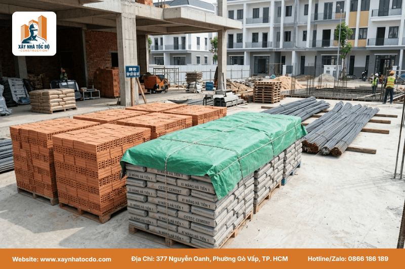 Tập kết vật tư theo cụm giúp kiểm soát chi phí xây dựng, chống thất thoát và chậm trễ.