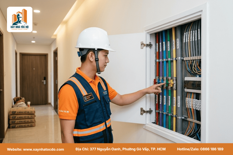 Thiết kế công trình dễ bảo trì với hộp gen kỹ thuật có cửa thăm tiện lợi.