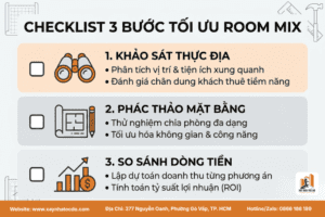 Checklist thực hành 3 bước để tối ưu room mix cho CHDV trước khi xây dựng.