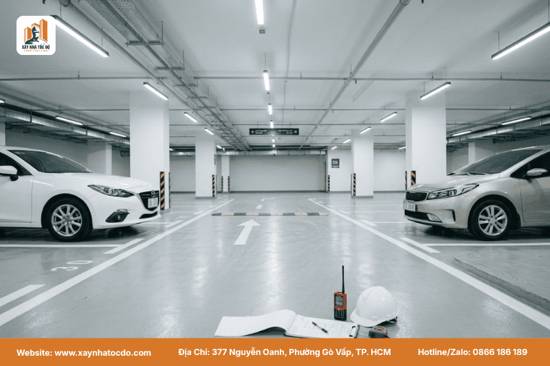 Một nhà thầu có tâm tính toán chi tiết bán kính quay xe tầng hầm để đảm bảo sự thuận tiện cho người sử dụng.