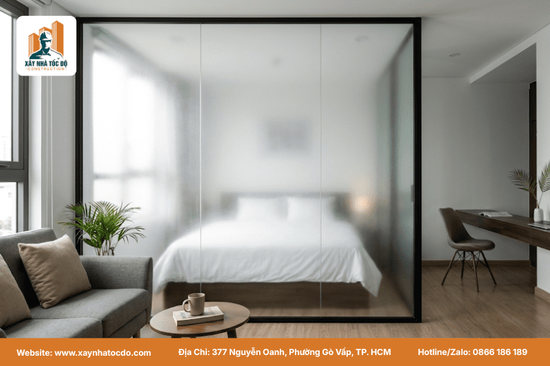 Tiêu chí chọn CHDV về không gian riêng tư được tối ưu trong căn hộ studio hiện đại.