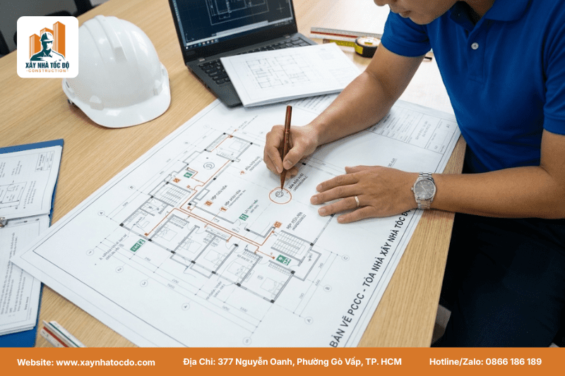 Bản vẽ thiết kế may đo tích hợp hệ thống báo cháy và lối thoát hiểm theo chuẩn PCCC.