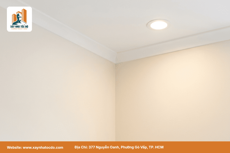 Cách bố trí phòng 18m2 với bảng màu sơn tường và trần sáng giúp ăn gian diện tích hiệu quả.