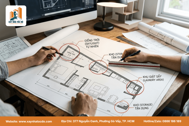 Giải pháp tối ưu mặt bằng cho khu đất khó xây dựng hình thang.