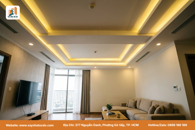 Trần thạch cao giúp tăng giá trị cho thuê khi so sánh với trần bê tông thô.