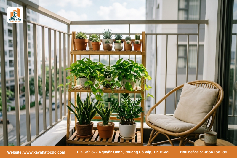 Thêm mảng xanh vào thiết kế lifestyle CHDV để tạo không gian thư giãn.