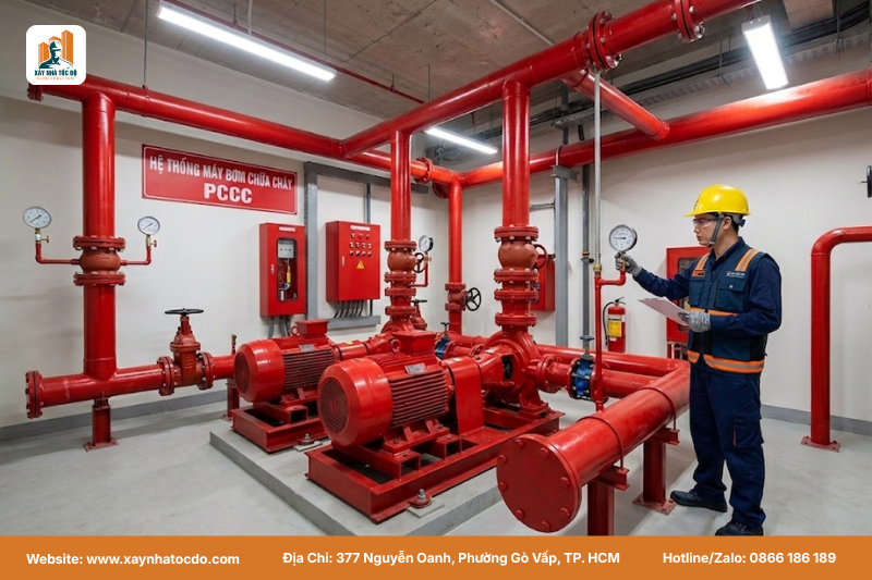 Hệ thống PCCC là hạng mục bắt buộc trong checklist nghiệm thu công trình để đảm bảo an toàn pháp lý.