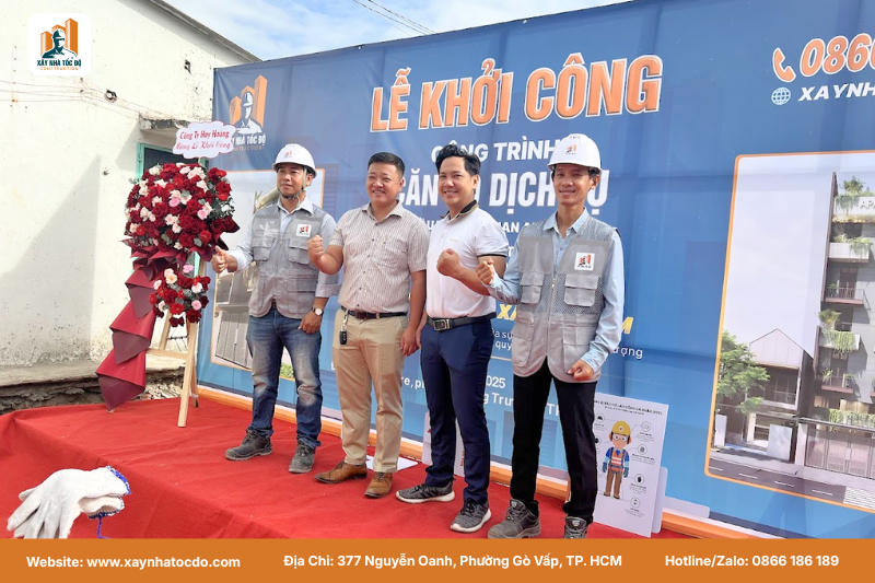 Đội ngũ kỹ sư Xây Nhà Tốc Độ nhiệt huyết, sẵn sàng cho hành trình xây dựng dự án căn hộ dịch vụ.