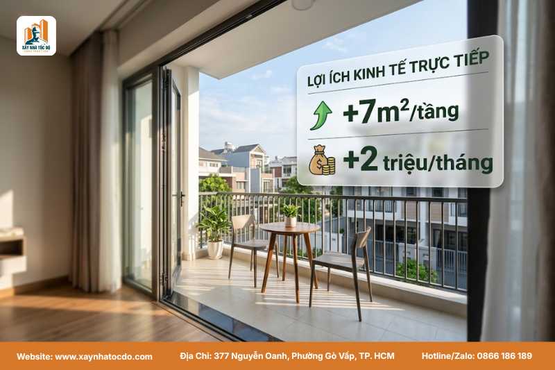Minh họa lợi ích tài chính từ việc áp dụng đúng quy định độ vươn ban công.