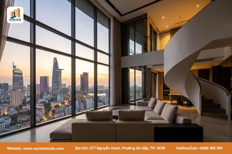 Xu hướng căn hộ dịch vụ cao cấp với căn penthouse sang trọng, tầm nhìn panorama toàn thành phố.