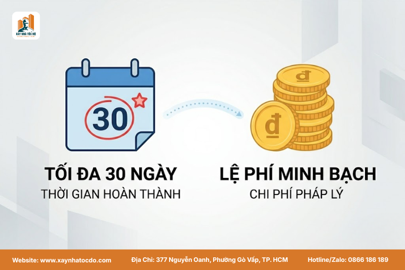 Hình ảnh minh họa về thời gian và chi phí cho thủ tục xin phép cải tạo nhà.