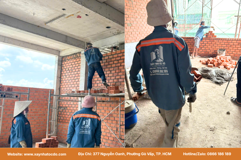 Công nhân thi công phần thô, hạng mục cốt lõi trong việc phân bổ ngân sách cải tạo.