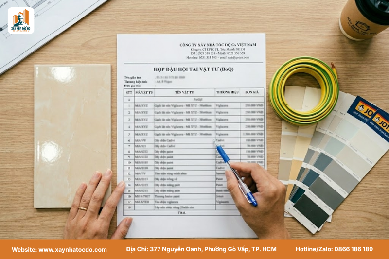 Bảng dự toán chi tiết (BoQ) của Xây Nhà Tốc Độ giúp khóa chặt chi phí cải tạo phát sinh.