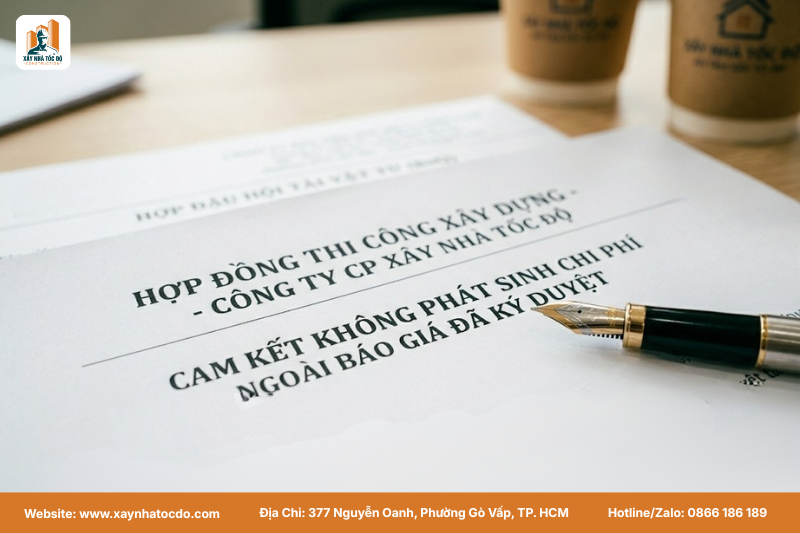 Thay vì lo lắng chi phí cải tạo phát sinh, chúng tôi đưa cam kết không phát sinh chi phí vào hợp đồng để Anh chị yên tâm. 