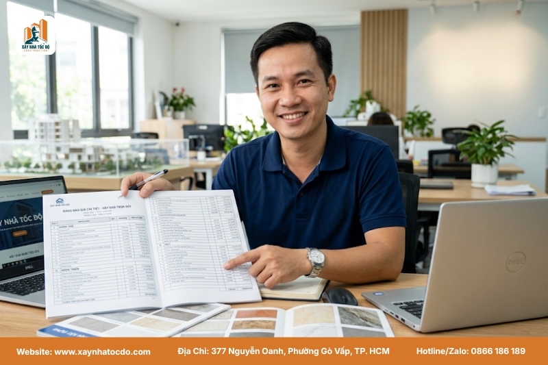 Mẫu báo giá sửa nhà trọn gói chi tiết của Xây Nhà Tốc Độ với các hạng mục rõ ràng.