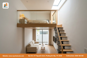 Mẫu thiết kế nhà 20m2 có gác lửng tối ưu không gian khi xây nhà diện tích nhỏ.