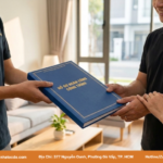 Đội ngũ Xây Nhà Tốc Độ bàn giao bộ hồ sơ có bản vẽ hoàn công đã cập nhật chuẩn thực tế và đóng dấu cho khách hàng.