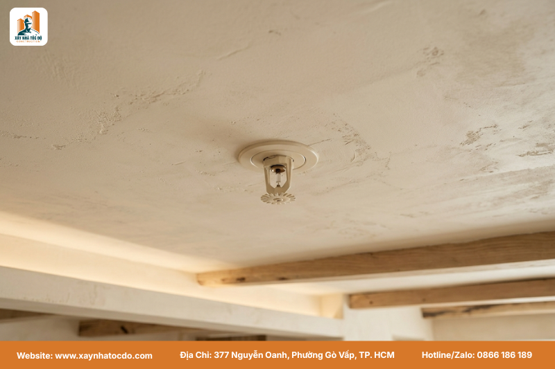 Hệ thống PCCC được tích hợp thẩm mỹ vào thiết kế nội thất CHDV phong cách Wabi Sabi.