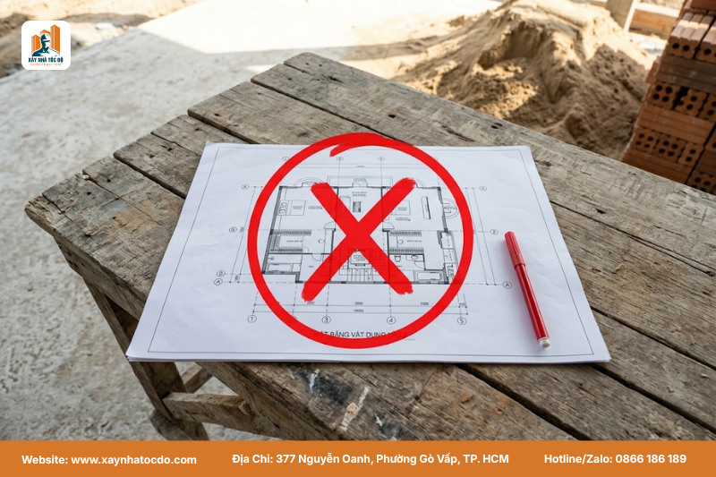 Bản vẽ mặt bằng chỉ rõ vị trí trung cung cần tránh khi áp dụng phong thủy bể tự hoại.