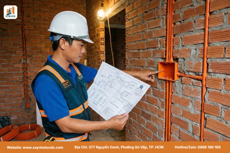 Sơ đồ hệ thống điện nước trong hướng dẫn đọc bản vẽ xây dựng chuyên nghiệp.