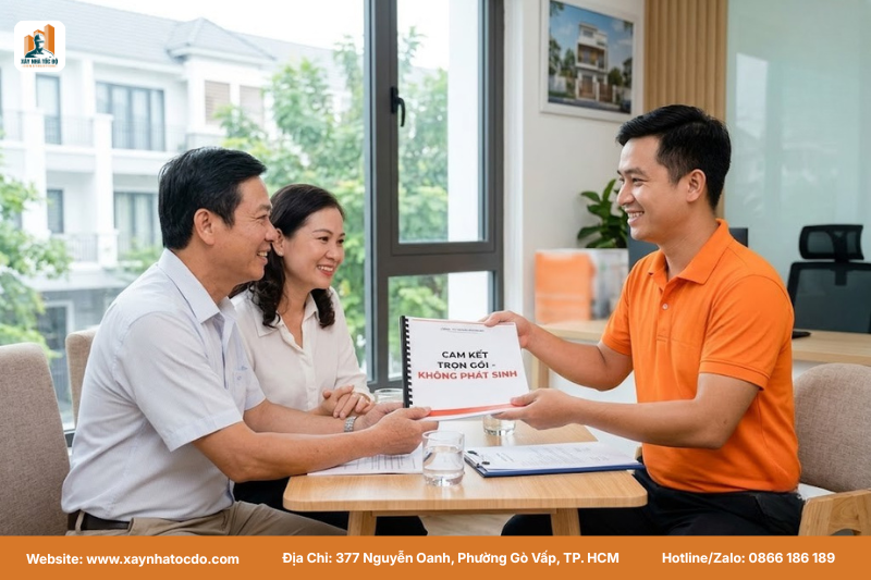 Cam kết không phát sinh chi phí trong quy trình tư vấn xin phép xây dựng.