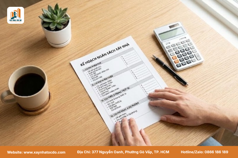 Một bảng kế hoạch chi tiết về việc lập ngân sách trước khi xây dựng, giúp chủ nhà hình dung rõ ràng các khoản chi.
