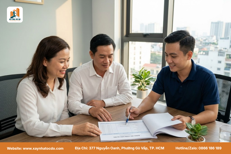 Chủ nhà an tâm về chi phí nhờ có bảng dự toán VLXD chi tiết từ nhà thầu uy tín.