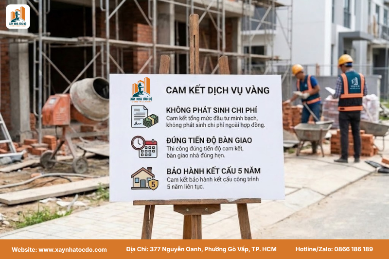 Bảng 3 cam kết vàng của Xây Nhà Tốc Độ trong dịch vụ cải tạo nhà phố.
