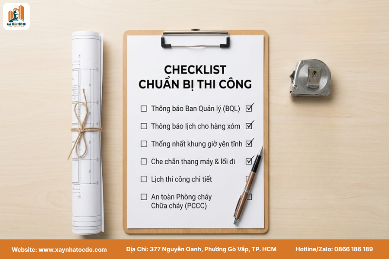 Checklist cần chuẩn bị khi thi công cải tạo nhà đang ở hoặc sửa chữa căn hộ cho thuê.