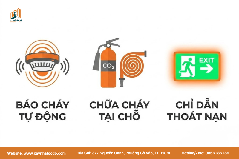 Sơ đồ 3 thành phần cốt lõi trong quy trình lắp đặt hệ thống phòng cháy chữa cháy cho CHDV.