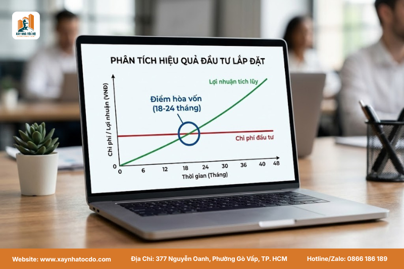 Biểu đồ thể hiện thời gian hoàn vốn khi đầu tư hiện đại hóa vận hành CHDV bằng công nghệ smart home.