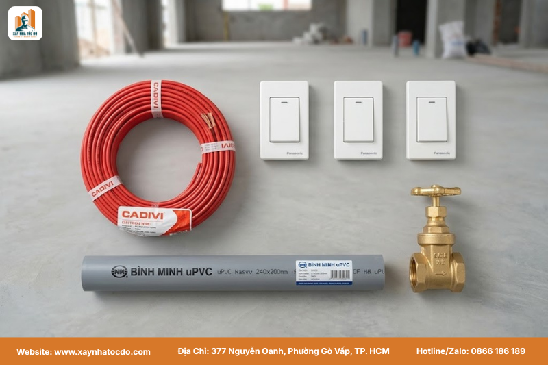 Các loại vật tư ảnh hưởng đến chi phí và báo giá thi công lắp đặt M&E.