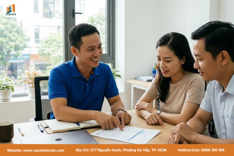 Đội ngũ kỹ sư Xây Nhà Tốc Độ tư vấn báo giá thi công lắp đặt M&E cho chủ đầu tư.
