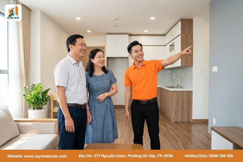 Khách hàng hài lòng với giải pháp tối ưu ngân sách cải tạo từ Xây Nhà Tốc Độ.