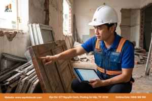 Kỹ sư Xây Nhà Tốc Độ đánh giá vật tư cũ để tối ưu ngân sách cải tạo.